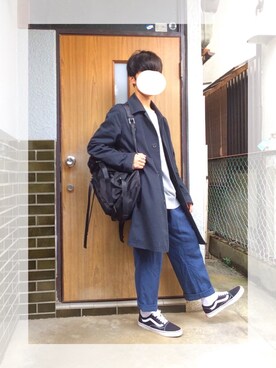 「GAP（ギャップ）のアイテム（トレンチコート）」を使った、たけおさん（メンズ・165cm）の秋コーディネート