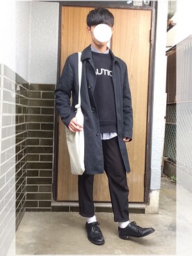 「GAP（ギャップ）のアイテム（トレンチコート）」を使った、たけおさん（メンズ・165cm）の秋コーディネート