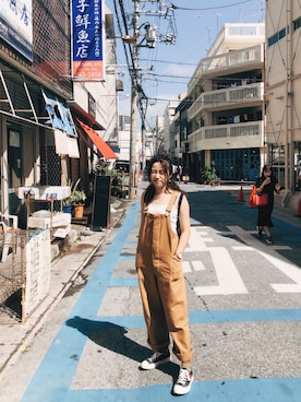 「Dickies（ディッキーズ）のアイテム（つなぎ/オールインワン）」を使った、fatssさん（レディース・160cm）の秋コーディネート