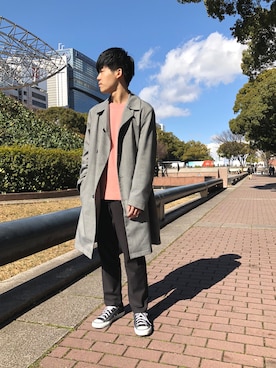 「tk.TAKEO KIKUCHI」｜「アイテム（ステンカラーコート）」を使った、tk.TAKEO KIKUCHI 名古屋パルコ店さん（メンズ・178cm）の春コーディネート