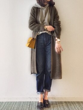 「GU（ジーユー）のアイテム（その他アウター）」を使った、𝓅𝑜𝒸𝑜さん（レディース・156cm）の冬コーディネート