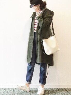 「CONVERSE（コンバース）のCONVERSE コンバース ジャック パーセル / JACK PURCEL（スニーカー）」を使った、𝓅𝑜𝒸𝑜さん（レディース・156cm）の春コーディネート