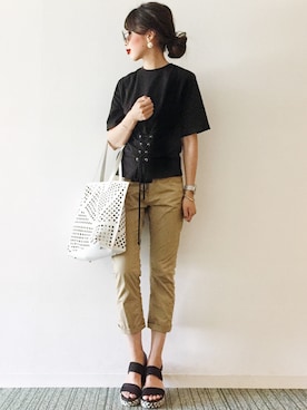 「salus（サルース）のアイテム（トップス）」を使った、𝓅𝑜𝒸𝑜さん（レディース・156cm）の夏コーディネート