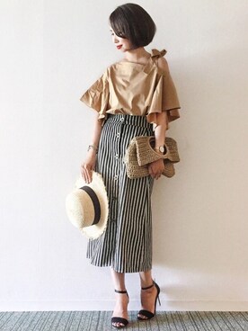 「HANILOOK（ハニルック）のアイテム」を使った、𝓅𝑜𝒸𝑜さん（レディース・156cm）の夏コーディネート