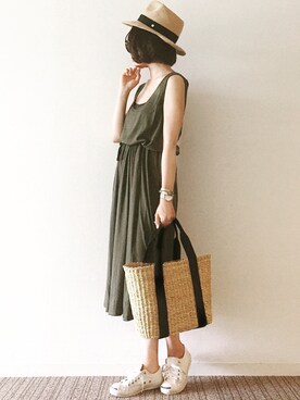 「CONVERSE（コンバース）のCONVERSE コンバース ジャック パーセル / JACK PURCEL（スニーカー）」を使った、𝓅𝑜𝒸𝑜さん（レディース・156cm）の夏コーディネート