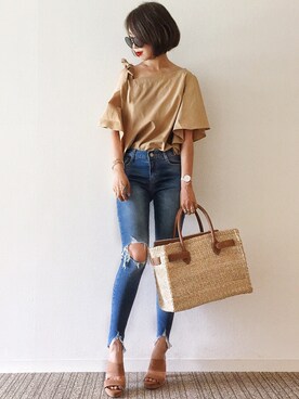 「HANILOOK（ハニルック）のアイテム」を使った、𝓅𝑜𝒸𝑜さん（レディース・156cm）の夏コーディネート