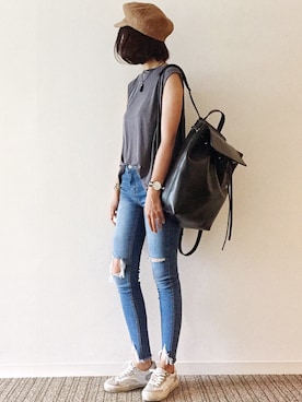 「HANILOOK（ハニルック）のアイテム」を使った、𝓅𝑜𝒸𝑜さん（レディース・156cm）の秋コーディネート