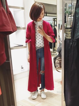 「HANILOOK（ハニルック）のアイテム」を使った、𝓅𝑜𝒸𝑜さん（レディース・156cm）の秋コーディネート