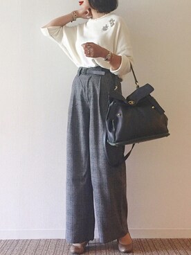「Yves Saint Laurent（イヴサンローラン）のアイテム」を使った、𝓅𝑜𝒸𝑜さん（レディース・156cm）の秋コーディネート