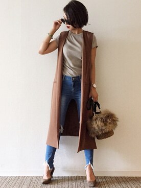 「HANILOOK（ハニルック）のアイテム」を使った、𝓅𝑜𝒸𝑜さん（レディース・156cm）の秋コーディネート