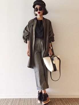 「HANILOOK（ハニルック）のアイテム」を使った、𝓅𝑜𝒸𝑜さん（レディース・156cm）の秋コーディネート