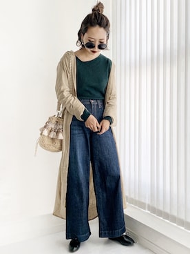 「amel（エイメル）のアイテム（トップス）」を使った、𝓅𝑜𝒸𝑜さん（レディース・156cm）の春コーディネート