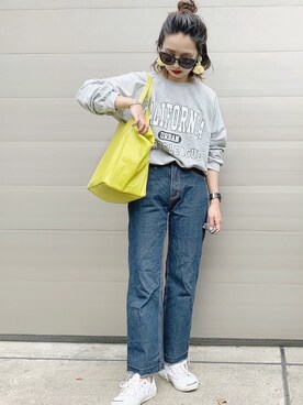 「CONVERSE（コンバース）のCONVERSE コンバース ジャック パーセル / JACK PURCEL（スニーカー）」を使った、𝓅𝑜𝒸𝑜さん（レディース・156cm）の春コーディネート