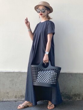 「titivate（ティティベイト）のﾌﾚｱﾏｷｼﾜﾝﾋﾟｰｽ（ワンピース）」を使った、𝓅𝑜𝒸𝑜さん（レディース・156cm）の春コーディネート