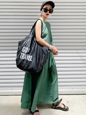 「Aco Design（アコデザイン）のアイテム（バッグ）」を使った、𝓅𝑜𝒸𝑜さん（レディース・156cm）の夏コーディネート