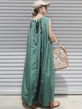 「coca（coca）（コカ）のアイテム（帽子）」を使った、𝓅𝑜𝒸𝑜さん（レディース・155cm）の夏コーディネート