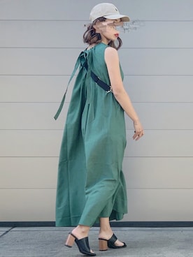 「coca（coca）（コカ）のアイテム（帽子）」を使った、𝓅𝑜𝒸𝑜さん（レディース・156cm）の夏コーディネート