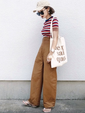「coca（coca）（コカ）のアイテム（帽子）」を使った、𝓅𝑜𝒸𝑜さん（レディース・156cm）の秋コーディネート