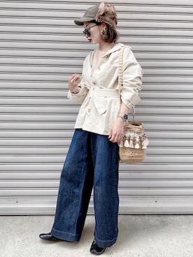 「titivate（ティティベイト）のアイテム（その他アウター）」を使った、𝓅𝑜𝒸𝑜さん（レディース・156cm）の秋コーディネート
