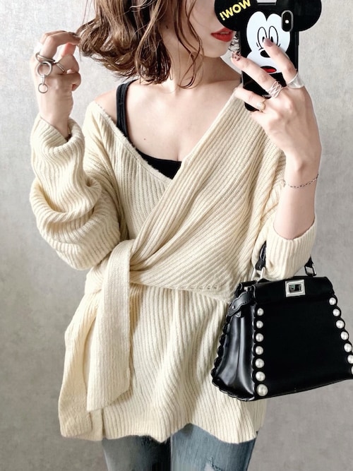 セール】フロントリボンニットトップス（ニット/セーター）｜ur's