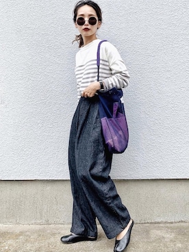 「ACCOMMODE（アコモデ）のアイテム」を使った、𝓅𝑜𝒸𝑜さん（レディース・156cm）の春コーディネート