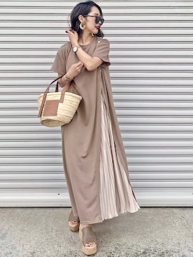 「Bou Jeloud（ブージュルード）のアイテム」を使った、𝓅𝑜𝒸𝑜さん（レディース・156cm）の夏コーディネート