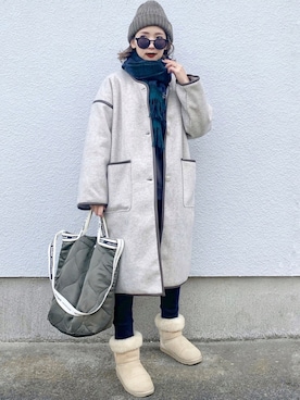 「RETRO GIRL（レトロガール）のアイテム（その他アウター）」を使った、𝓅𝑜𝒸𝑜さん（レディース・156cm）の冬コーディネート
