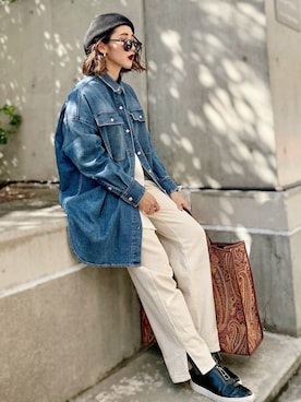 「A VACATION（アヴァケーション）のアイテム」を使った、𝓅𝑜𝒸𝑜さん（レディース・156cm）の冬コーディネート