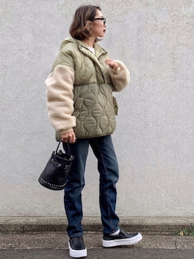 「OMNES Another Edition（オムネス アナザーエディション）のアイテム」を使った、𝓅𝑜𝒸𝑜さん（レディース・156cm）の冬コーディネート