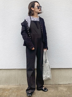 「アニエスベー」｜「アイテム（サロペット/オーバーオール）」を使った、𝓅𝑜𝒸𝑜さん（レディース・156cm）の春コーディネート
