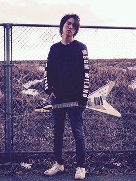「MSGM（エムエスジーエム）のアイテム（スウェット）」を使った、Katsu★さん（メンズ・180cm）の秋コーディネート