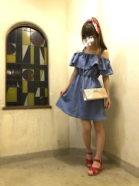 「お祭り」｜「アイテム（ワンピース/ドレス）」を使った、アヤシさん（レディース・160cm）の夏コーディネート