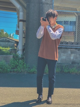 「アイテム（ベスト）」を使った、ぼくBOKUさん（メンズ・180cm）の秋コーディネート