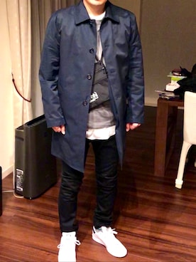 「SHIPS（シップス）のアイテム（ステンカラーコート）」を使った、西くんさん（メンズ・171cm）の冬コーディネート