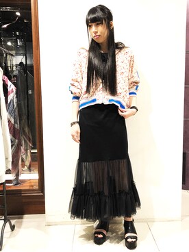 「MIHARAYASUHIRO（ミハラヤスヒロ）のアイテム（ブルゾン）」を使った、照井千尋さん（レディース・163cm）の春コーディネート