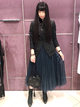 「KMRii」｜「アイテム（シャツワンピース）」を使った、照井千尋さん（レディース・163cm）の春コーディネート