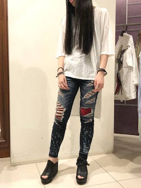 「PETER NON（ピーターノン）のアイテム」を使った、照井千尋さん（レディース・163cm）の夏コーディネート