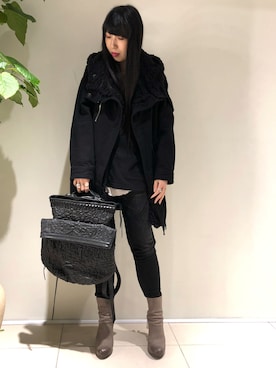 「KMRii」｜「アイテム（ブルゾン）」を使った、照井千尋さん（レディース・163cm）の秋コーディネート