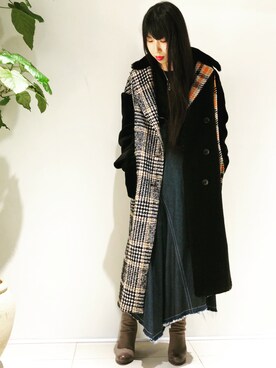 「AULA」｜「アイテム（サロペット/オーバーオール）」を使った、照井千尋さん（レディース・163cm）の秋コーディネート