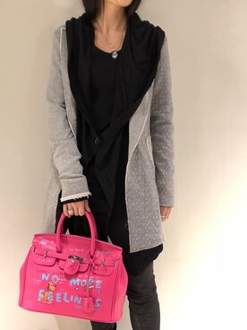 「KMRii」｜「アイテム（ノーカラージャケット）」を使った、照井千尋さん（レディース・163cm）の秋コーディネート