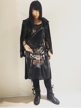 「KMRii」｜「アイテム（ブルゾン）」を使った、照井千尋さん（レディース・163cm）の秋コーディネート