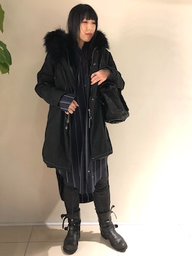「ROYAL FLASH（ロイヤルフラッシュ）のアイテム（モッズコート）」を使った、照井千尋さん（レディース・163cm）の秋コーディネート
