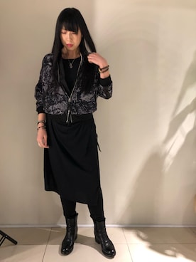 「KMRii」｜「アイテム（ブルゾン）」を使った、照井千尋さん（レディース・163cm）の冬コーディネート