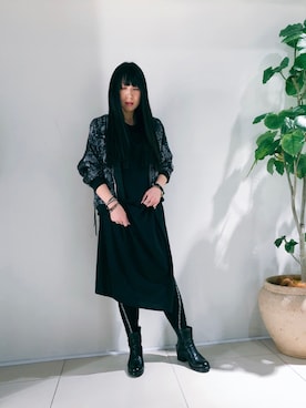 「KMRii」｜「アイテム（ブルゾン）」を使った、照井千尋さん（レディース・163cm）の冬コーディネート