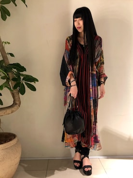 「KMRii（ケムリ）のアイテム（サンダル）」を使った、照井千尋さん（レディース・163cm）の春コーディネート
