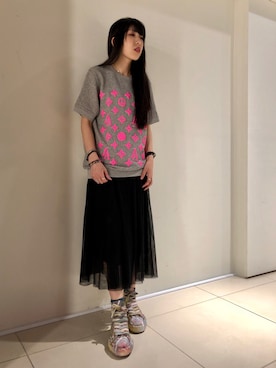 「SUPERTHANKS」｜「アイテム（スカート）」を使った、照井千尋さん（レディース・163cm）の夏コーディネート