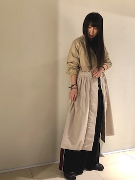 「ADDICT NOIR（アディクトノアー）のアイテム（ジャケット/アウター）」を使った、照井千尋さん（レディース・163cm）の秋コーディネート