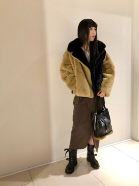 「AULA」｜「アイテム（ブルゾン）」を使った、照井千尋さん（レディース・163cm）の秋コーディネート