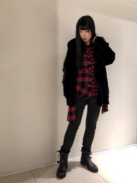 「KMRii」｜「アイテム（ブルゾン）」を使った、照井千尋さん（レディース・163cm）の冬コーディネート