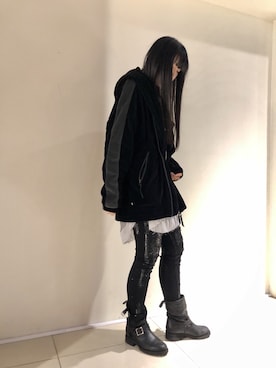 「KMRii」｜「アイテム（ブルゾン）」を使った、照井千尋さん（レディース・163cm）の冬コーディネート
